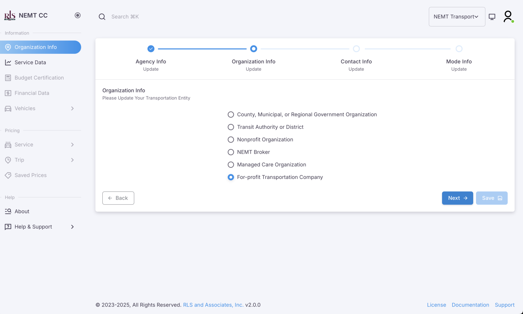 Organization Info